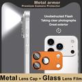 iPhone 17 Pro Imak Fullt deksel i metall og herdet glass kameralinsebeskyttelse - oransje