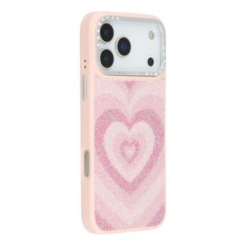 iPhone 17 Pro Jaucase magnetisk hybrid-deksel med hjertemønster - rosa