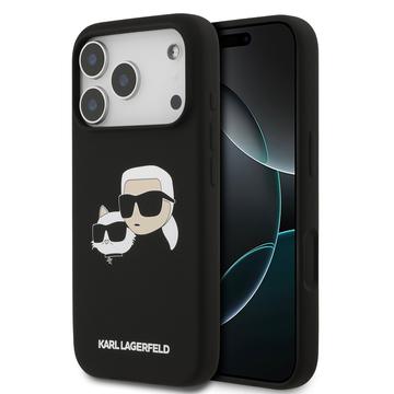 iPhone 17 Pro Karl Lagerfeld Double Heads MagSafe-deksel i flytende silikon - svart