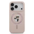 iPhone 17 Pro Karl Lagerfeld Karl and Choupette MagSafe-deksel i flytende silikon - Rosa