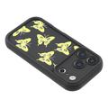 iPhone 17 Pro Max TPU-deksel med sommerfugltrykk - Gul / svart