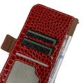 iPhone 17 Pro Max Crocodile Series Lommebok-deksel i Lær med RFID - Rød