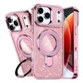 iPhone 17 Pro Max Glitter Hybrid-deksel med kickstand - MagSafe-kompatibel - Rosa