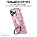 iPhone 17 Pro Max Glitter Hybrid-deksel med kickstand - MagSafe-kompatibel - Rosa