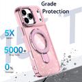 iPhone 17 Pro Max Glitter Hybrid-deksel med kickstand - MagSafe-kompatibel - Rosa