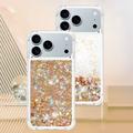 iPhone 17 Pro Max Glitter Quicksand TPU-deksel - Gullhjerter