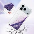 iPhone 17 Pro Max Glitter Quicksand TPU-deksel - Lilla hjerter