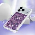 iPhone 17 Pro Max Glitter Quicksand TPU-deksel - Lilla hjerter