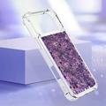 iPhone 17 Pro Max Glitter Quicksand TPU-deksel - Lilla hjerter