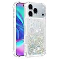 iPhone 17 Pro Max Glitter Quicksand TPU-deksel - Sølvhjerter