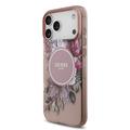 iPhone 17 Pro Max Guess IML Flowers-deksel med perlerem - Rosa