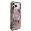iPhone 17 Pro Max Guess IML Flowers-deksel med perlerem - Rosa