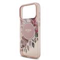 iPhone 17 Pro Max Guess IML Flowers-deksel med perlerem - Rosa