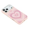 iPhone 17 Pro Max Jaucase magnetisk hybrid-deksel med hjertemønster - rosa