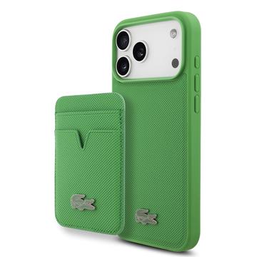 iPhone 17 Pro Max Lacoste Iconic Petit Pique MagSafe-deksel og magnetisk kortholder - grønn