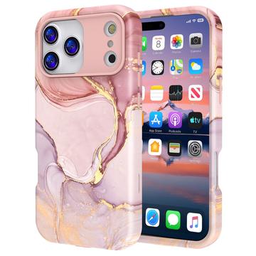 iPhone 17 Pro Max Luksuriøst Marmor Hybrid-deksel - Rosa / Gull