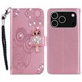iPhone 17 Pro Max Ugle Rhinestone Lommebok-deksel