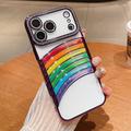 iPhone 17 Pro Max Regnbue kvikksand hybrid-deksel med rhinestone kameradekor - Lilla