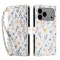 iPhone 17 Pro Max Rombisk blomsterlommebok-etui - fargerike blomster