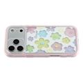 iPhone 17 Pro Max Støtsikkert fargerikt blomstermønster TPU-deksel - rosa