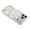 iPhone 17 Pro Max Støtsikkert fargerikt blomstermønster TPU-deksel - rosa