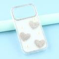iPhone 17 Pro Max Glitrende Kjærlighet og Perle Hybrid-deksel - Hvit