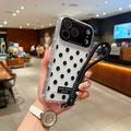 iPhone 17 Pro/18 Pro PC / TPU-deksel med linsefilm og stropp - Polka Dot - Svart