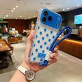 iPhone 17 Pro/18 Pro PC / TPU-deksel med linsefilm og stropp - Polka Dot - Blå