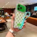 iPhone 17 Pro/18 Pro PC / TPU-deksel med linsefilm og stropp - Polka Dot - Grønn