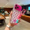 iPhone 17 Pro/18 Pro PC / TPU-deksel med linsefilm og stropp - Polka Dot - Varm Rosa