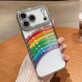 iPhone 17 Pro Regnbue kvikksand hybrid-deksel med rhinestone kameradekor - Sølv