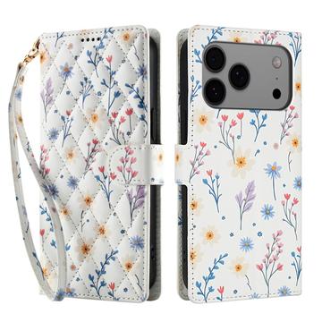 iPhone 17 Pro Rombisk blomsterlommebok-etui