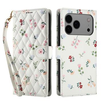 iPhone 17 Pro Rombisk blomsterlommebok-etui - roser