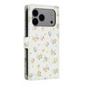 iPhone 17 Pro Rombisk blomsterlommebok-etui - gule blomster