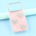 iPhone 17 Pro Glitrende Kjærlighet og Perle Hybrid-deksel - Rosa