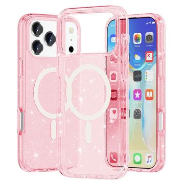 iPhone 17 Pro Stylish Glitter Series Hybrid-deksel - MagSafe-kompatibel - Rosa