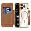 iPhone 17 Pro Stilig magnetisk flipp-deksel med RFID-kortspor - brun