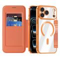 iPhone 17 Pro Stilig magnetisk flipp-deksel med RFID-kortspor - oransje