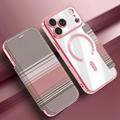 iPhone 17 Pro Stilig magnetisk flipp-deksel med RFID-kortspor - rosa