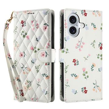 iPhone 17 Rombisk blomsterlommebok-etui - roser