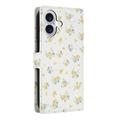iPhone 17 Rombisk blomsterlommebok-etui - gule blomster
