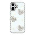 iPhone 17 Glitrende Kjærlighet og Perle Hybrid-deksel - Hvit