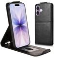 iPhone 17 vertikalt flip-etui med stativ - svart