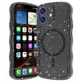iPhone 17 Wave-Edge Laser Glitter MagSafe-deksel - gjennomsiktig svart
