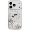 iPhone 18 Pro/17 Pro Karl Lagerfeld Liquid Glitter Karl & Choupette Heads MagSafe-deksel - gjennomsiktig