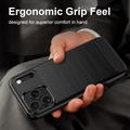 iPhone 18 Pro Børstet TPU-deksel - karbonfiber - svart