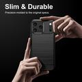 iPhone 18 Pro Børstet TPU-deksel - karbonfiber - svart
