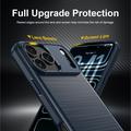 iPhone 18 Pro Børstet TPU-deksel - karbonfiber - blå