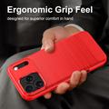 iPhone 18 Pro børstet TPU-deksel - karbonfiber - rød