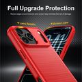 iPhone 18 Pro børstet TPU-deksel - karbonfiber - rød